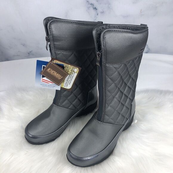 Khombu Waterproof Quilted Boots Womens Size 7 M Dark Gray - Picture 1 of 9